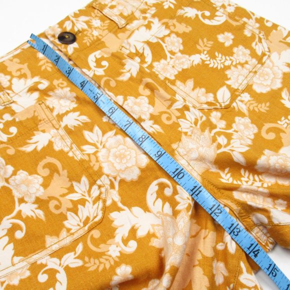 Anthropologie Maeve The Colette Cropped Wide-Leg Linen Pants Maize Floral 31 - Picture 8 of 14